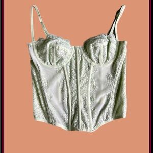 Elegant Lace Bustier corset top in light mint green